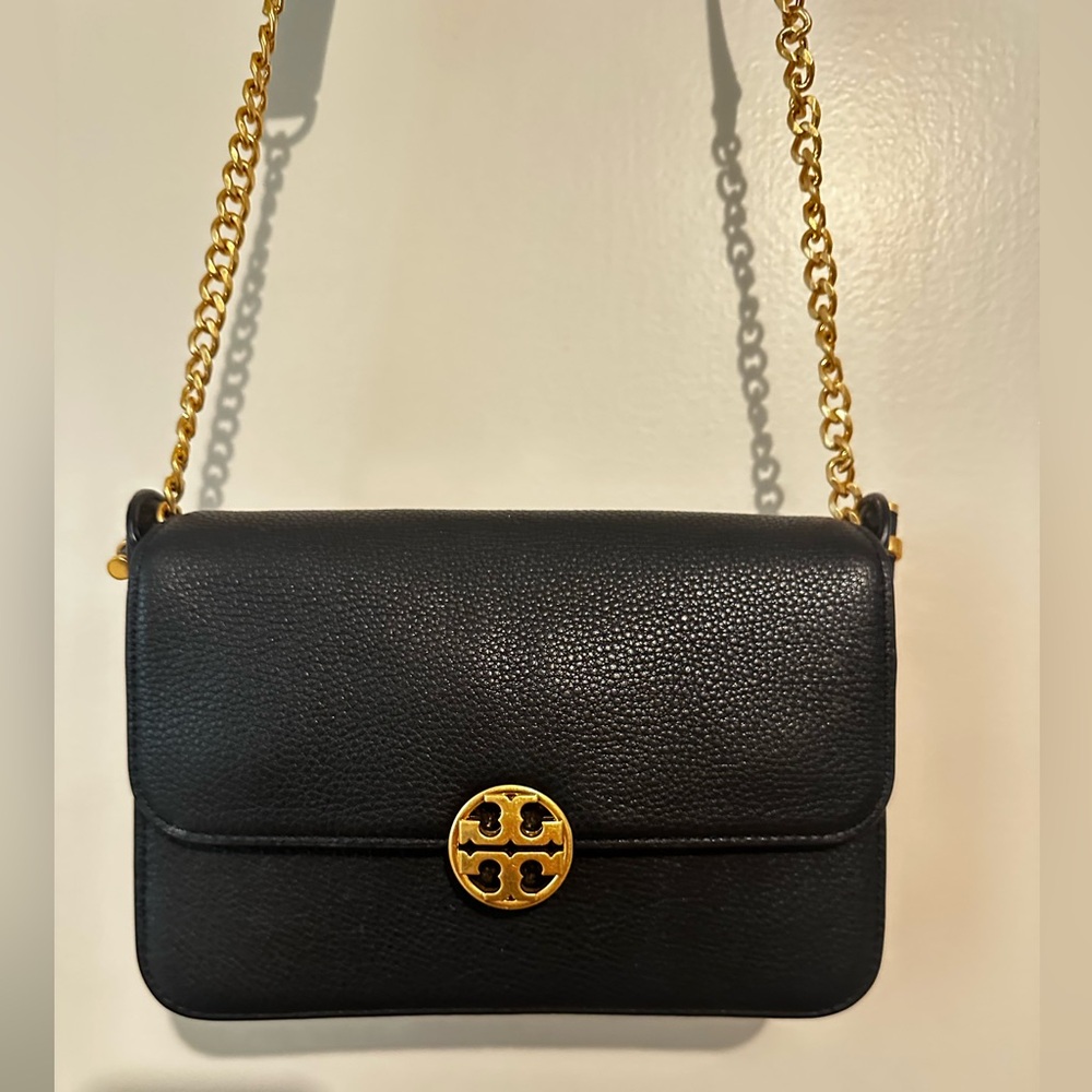 Tory Burch Black Crossbody Bag with Gold Logo